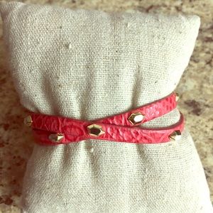Red Hudson Leather Wrap Bracelet